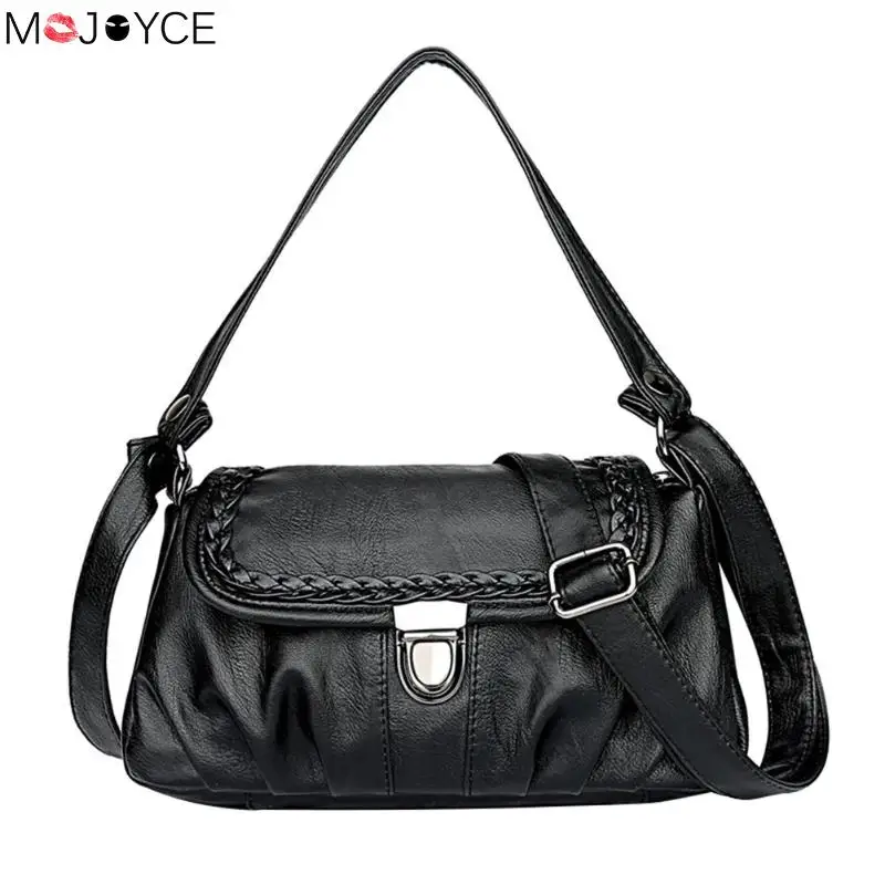 

Black Satchel Messenger Bag Women Fashion Totes Soft Washed PU Leather Shoulder Crossbody Handbags bolsa feminina