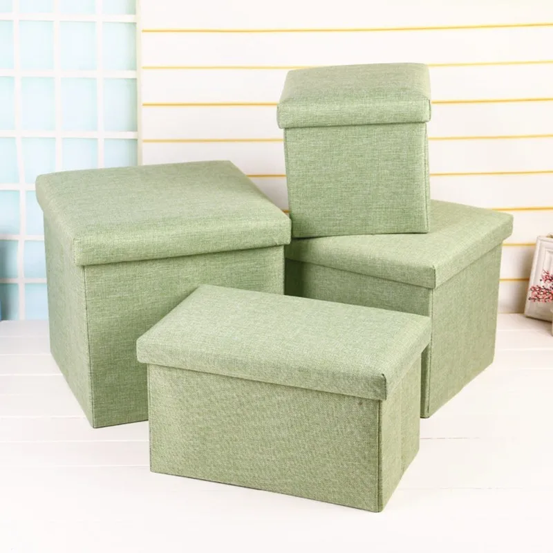 

Folding Clothes Storage Box Ottoman Bench With Lift Top Caja De Almacenamiento Cotton Linen Foot Stool Seat Storage Chair