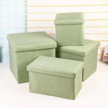 

Folding Clothes Storage Box Ottoman Bench With Lift Top Caja De Almacenamiento Cotton Linen Foot Stool Seat Storage Chair