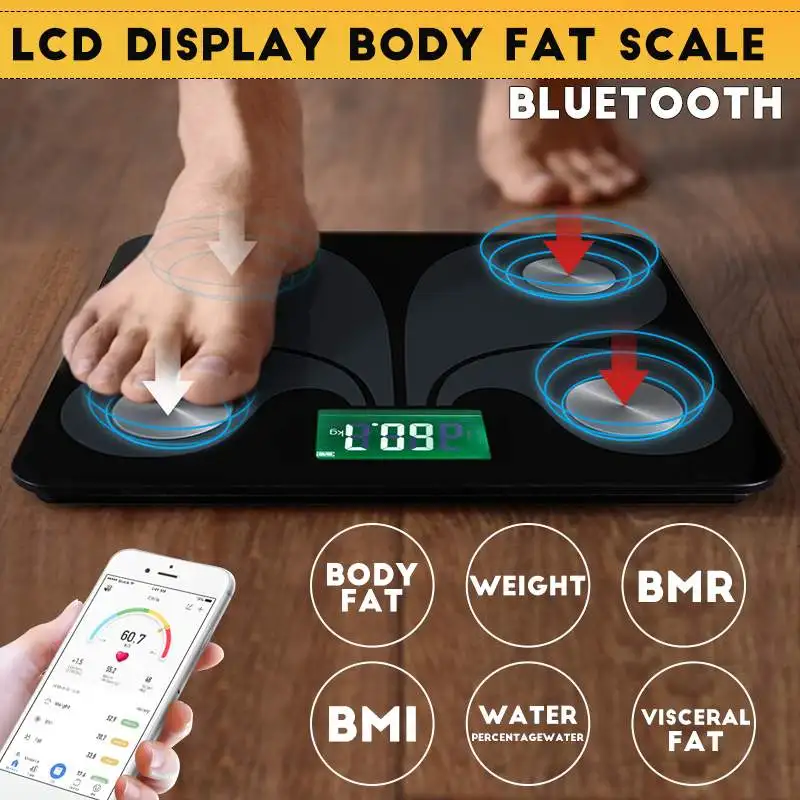 

LED Digital Body Fat Scale Bathroom Wireless Weight Scale Body Composition Analyzer APP Supports for IOS and for Android System