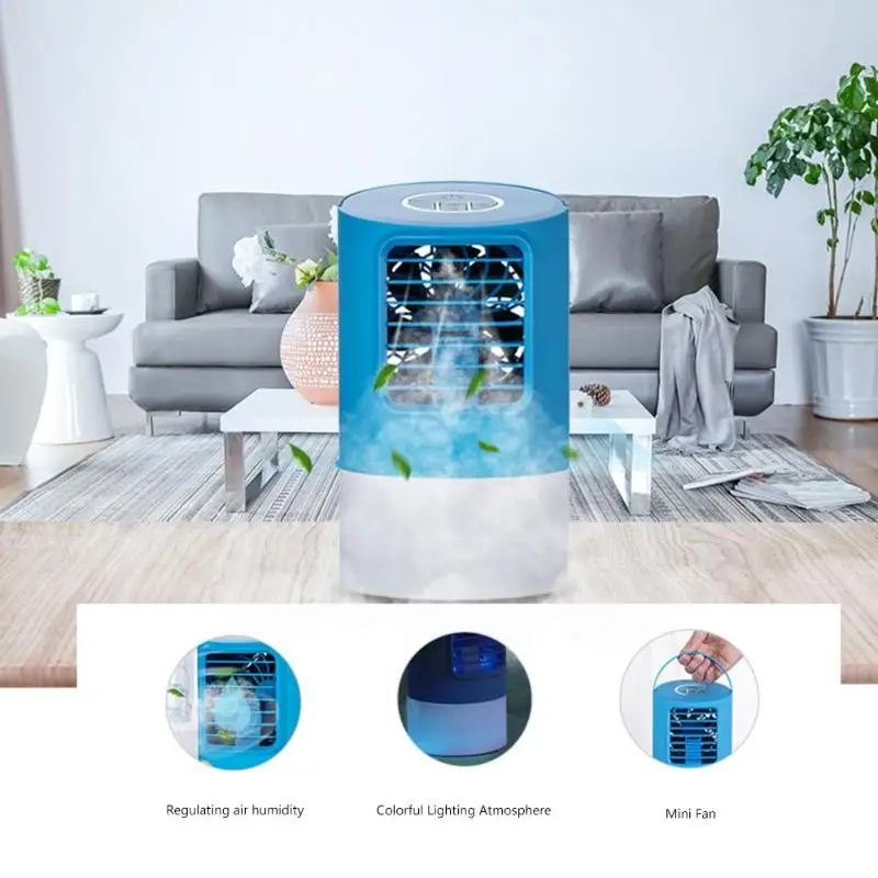 

Dropship 400ml Portable Colorful LED lights Air Conditioner Humidifier Purifier 3 Speed Timing Air Cooling Fan for home office