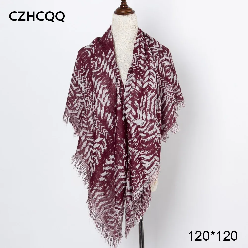 Зимний хлопчатобумажный шарф для женщин пончо Twill квадратный Пашмины Шаль Мусульманский Хиджаб большой палантин богемный полосой шарфы для дам