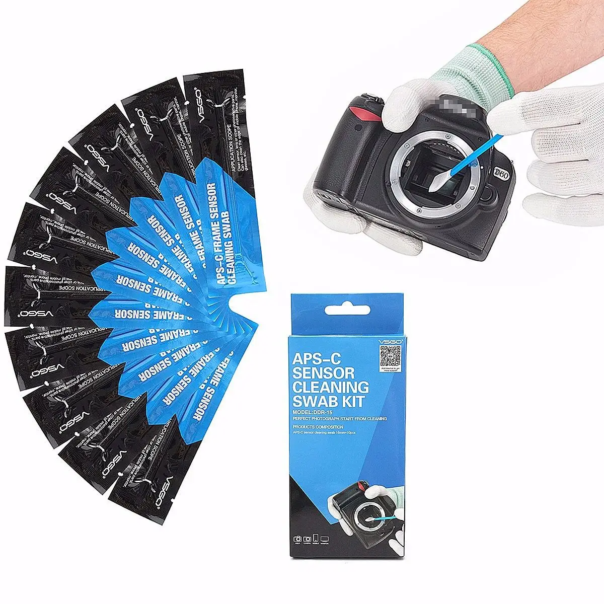 10pc VSGO Professional APS C Sensor Camera Cleaning Swab Kit DDR 15 For