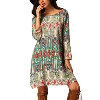 

Women's Floral Boho Chiffon dress Ethnic casual dress women sexy mini dress