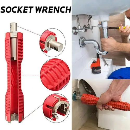 

Multifunctional Faucet and Sink Installer Tool Socket Double End Wrench Red Sink Installation and Maintenance Tool