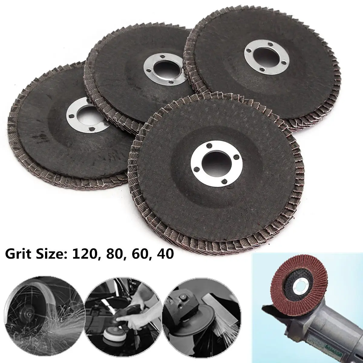 Grinding Wheels 10x 4" 100mm 40/60/80/120 Grit Aluminum Oxide Flap Disc