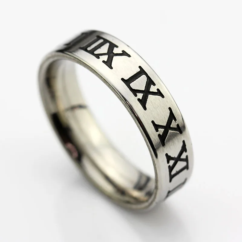 

RONGQING 1pcs 2019 Fashion Jewelry Stainless Steel Number Rings for women man