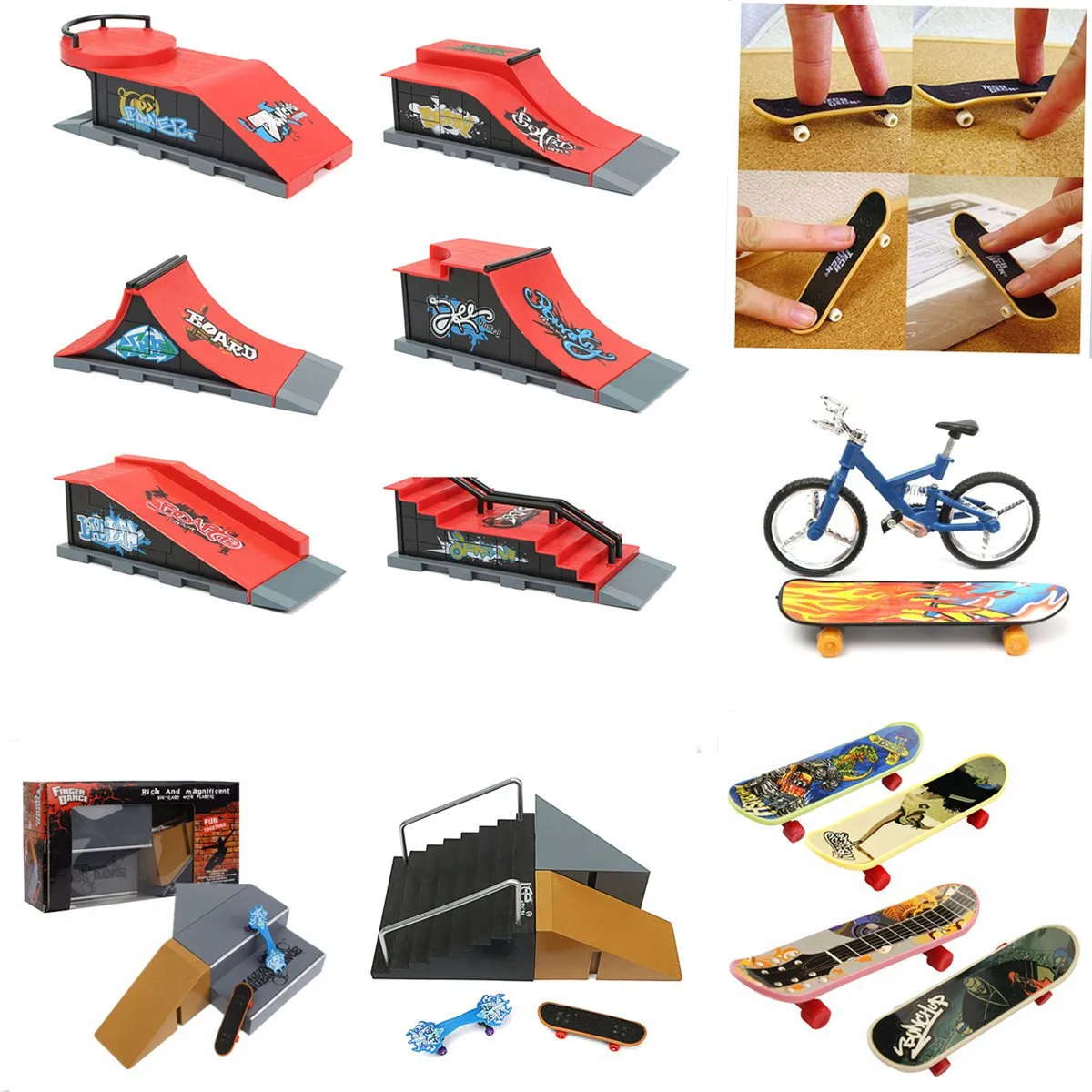 cheap 1PC Kids Children Mini Finger Board Fingerboard Skate Boarding Toys Children Gifts DIY Favor Creative Novelty Toy