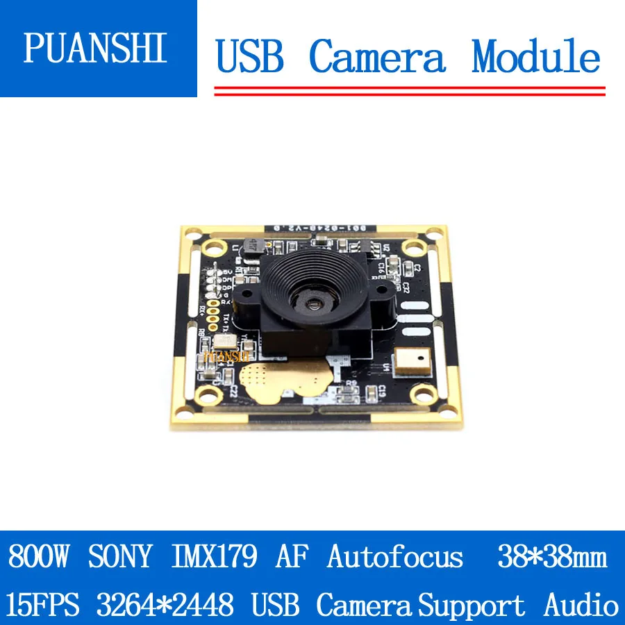 

HD 15FPS 3264*2448 USB camera module 800W SONY IMX179 AF Autofocus HD face recognition cctv camera support audio Linux UVC