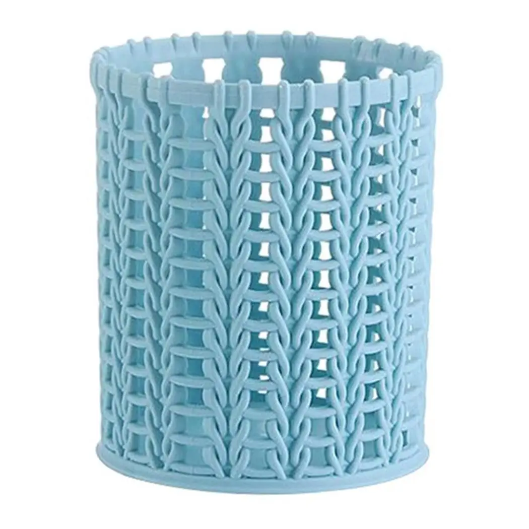 

Pen Holder Container Multi-functional Rattan Weaving Hollow Out Round Pen Container Pot Container Solid Pencil Holder Organizer