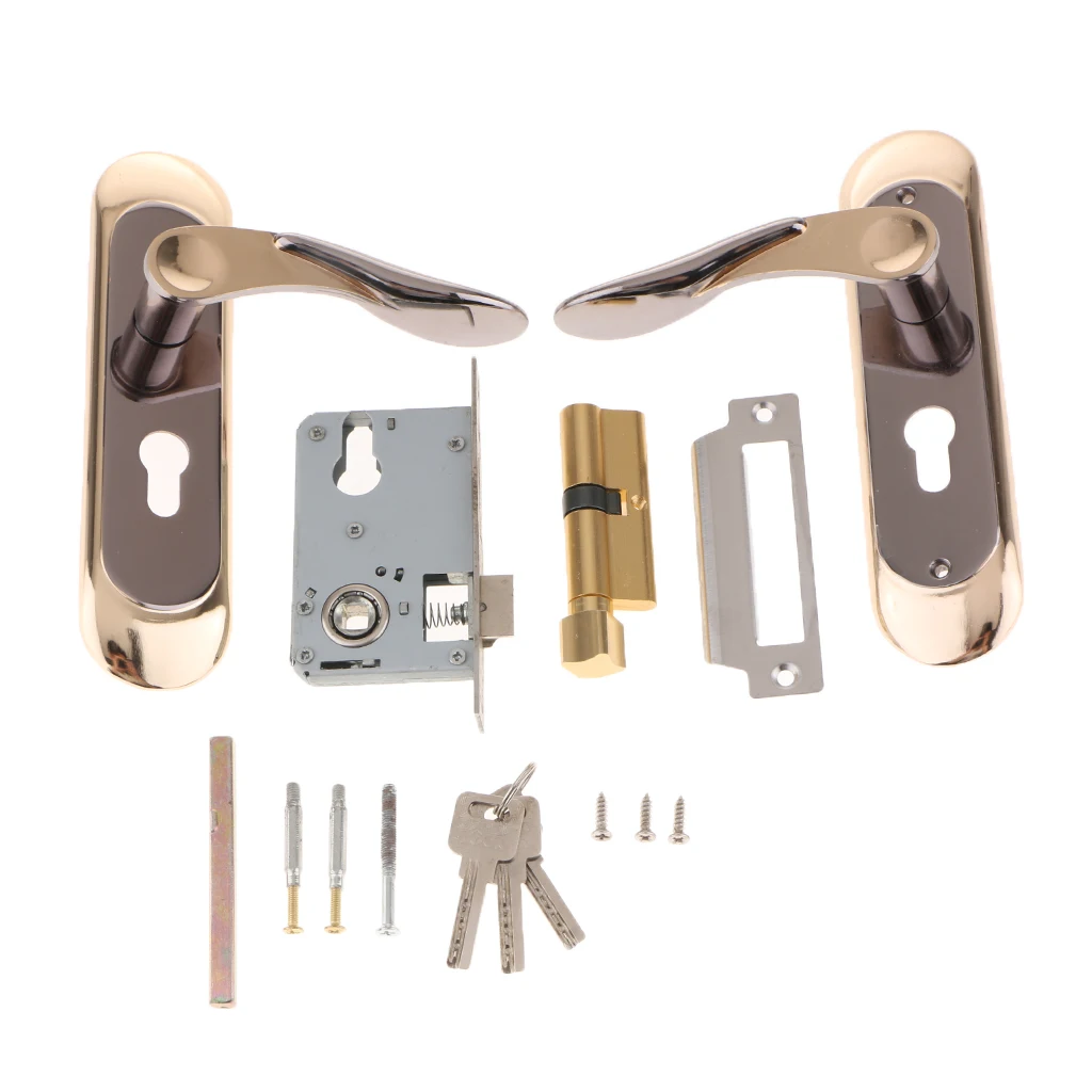 

Bathroom Bedrom Lever Handle Door Lock Body Handleset Lever Mortise Panel SET