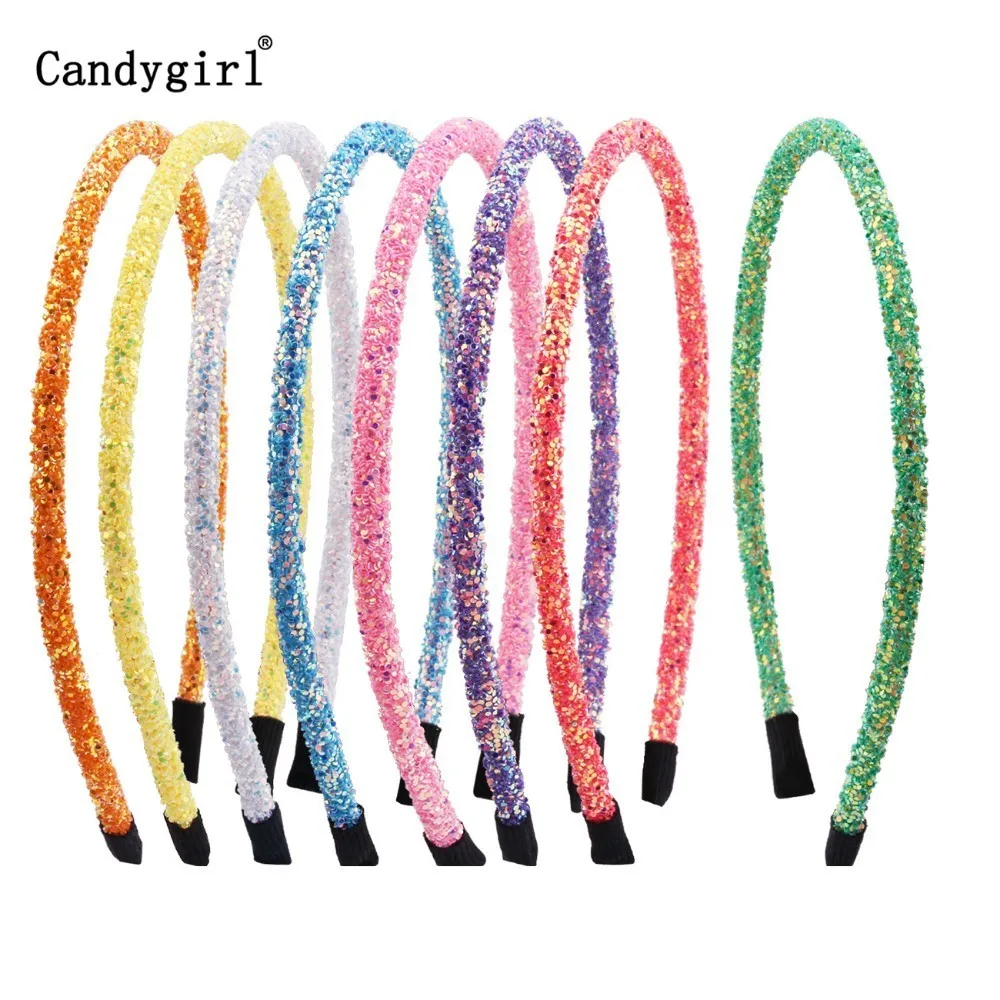 Детская блестящая повязка на голову Candygirl для девочек модная простая с блестками