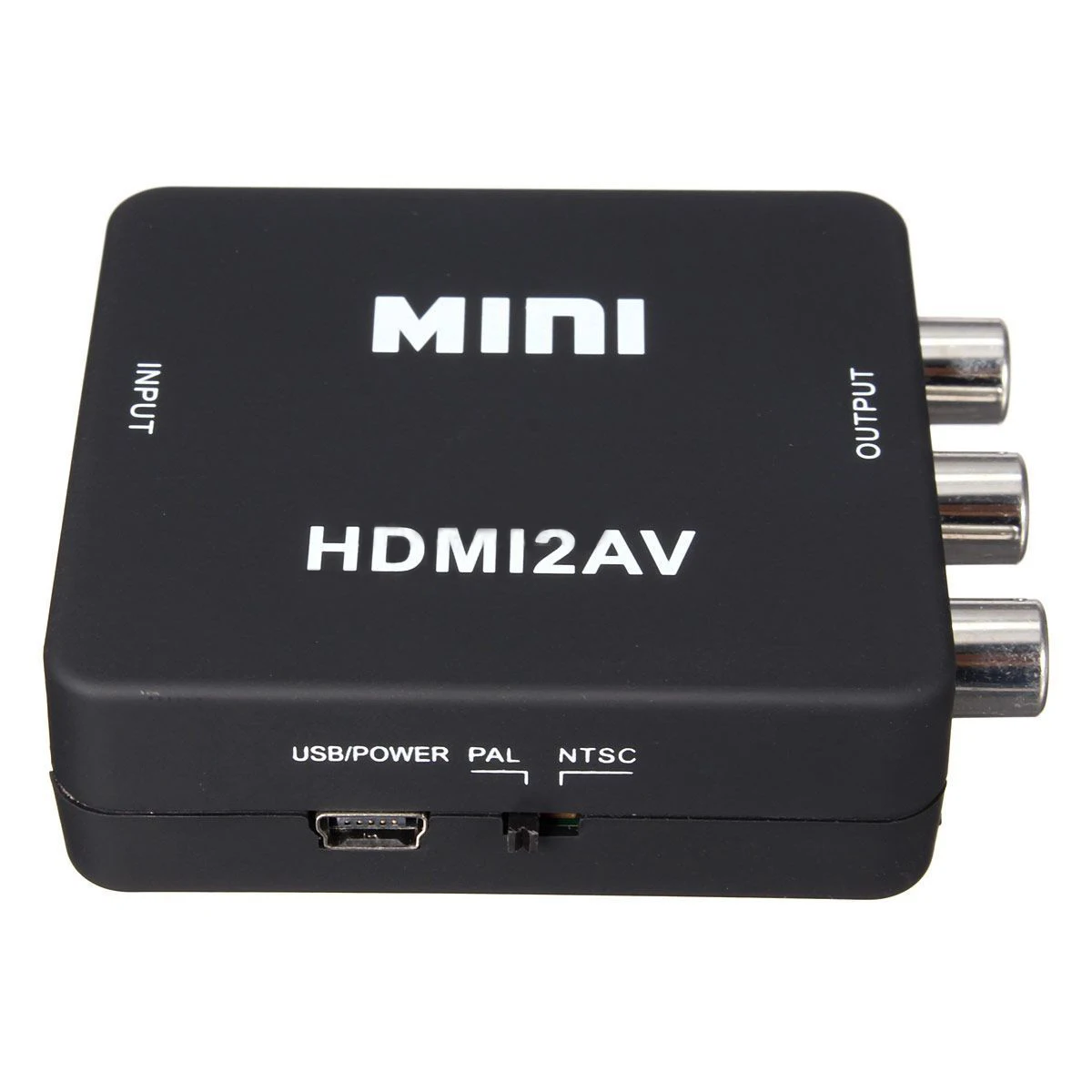 MINI HDMI to 3RCA CVBS Composite Video AV Converter Adapter for TV PS3 VHS VCR DVD Blackin HDMI