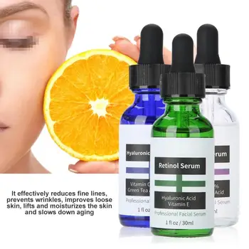 

Facial Massager 3pcs/set 30ml Anti Aging Anti- wrinkle Vitamin C Retinol Hyaluronic Acid Serum Skin Care v