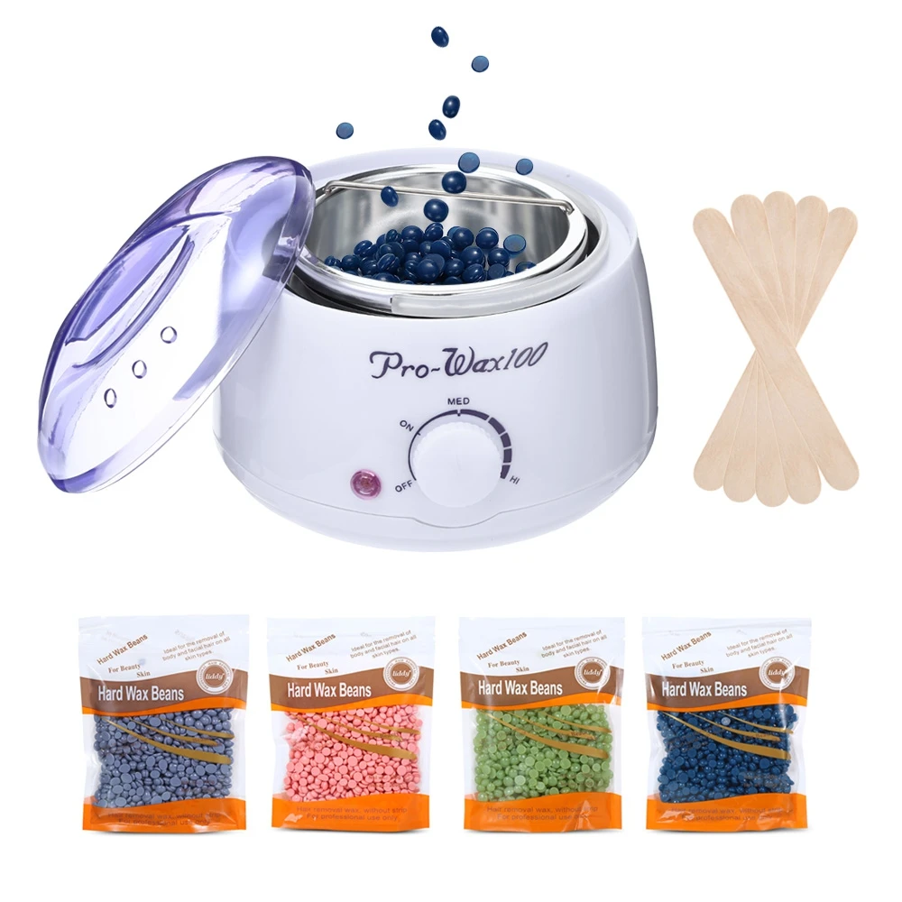 

Hair Removal Electric Wax Warmer Machine Heater with Beans Applicator Sticks Waxing Kit Body Depilatory Tool