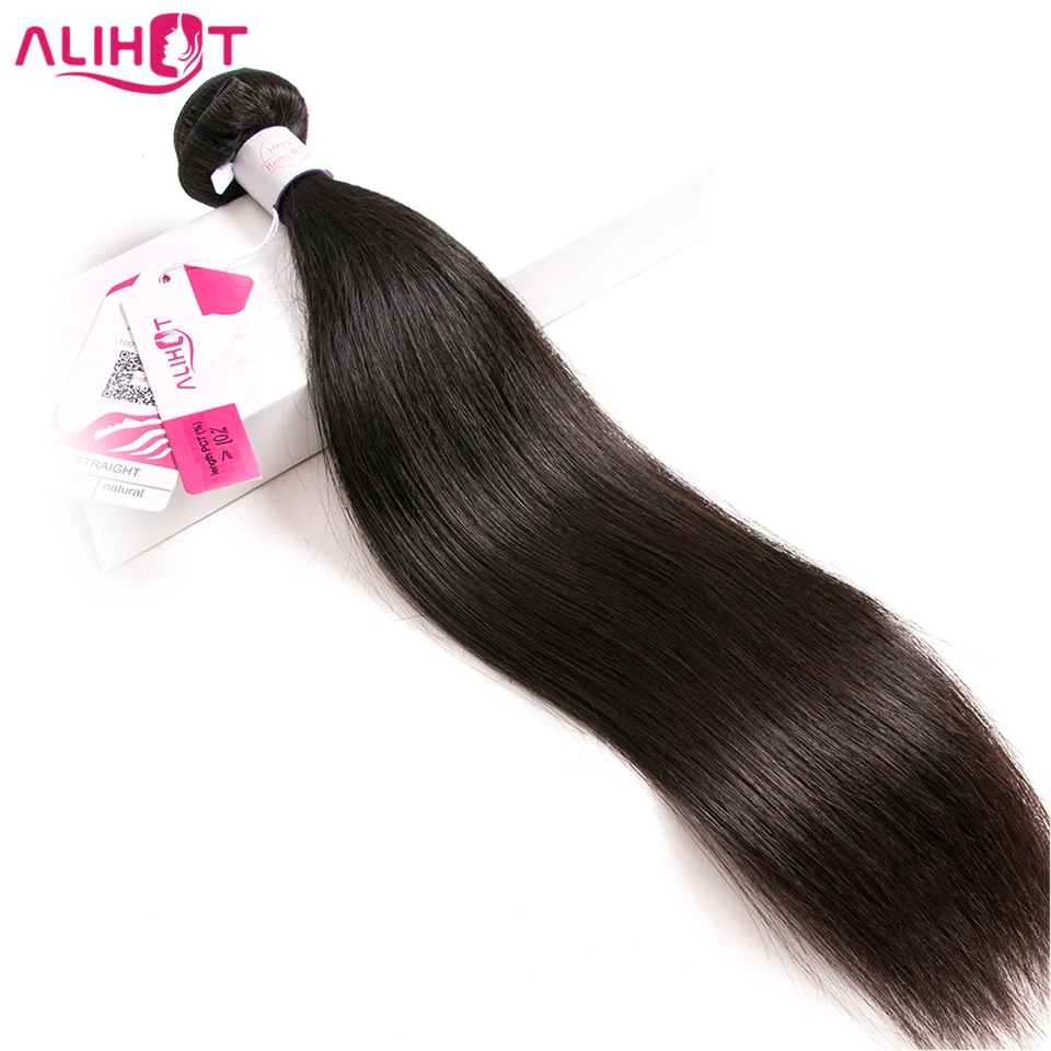 

Ali Hot Brazilian Straight Human Hair 1 Piece Hair Weave Bundles 10-28inch Natural Color Free Shipping Non-Remy Hair