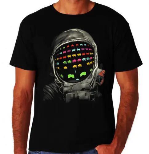 

Space Invaders Astronaut Funny Nerd Geek Retro 80's Party Arcade Gamer T-ShirtSummer Style Casual Clothing
