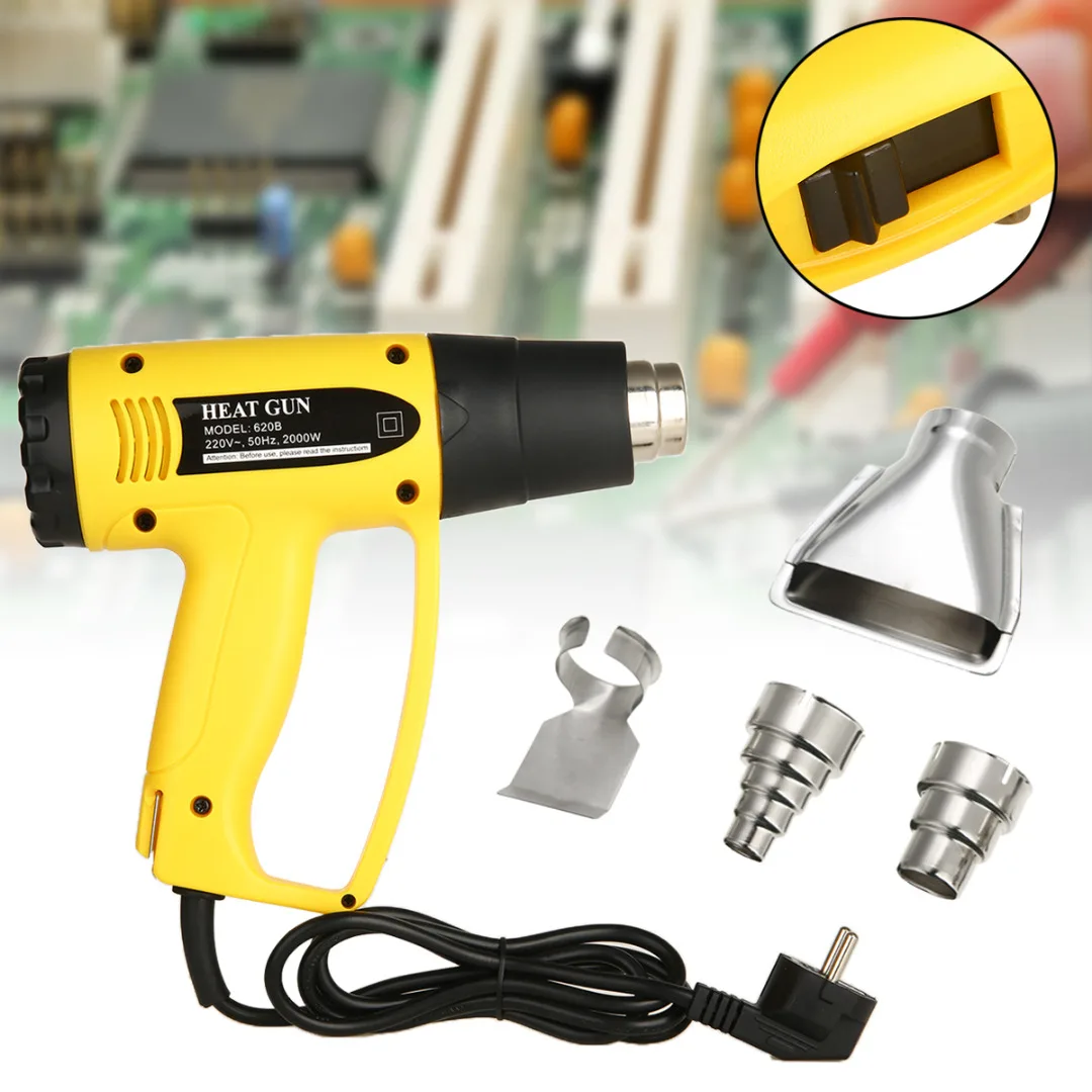 

EU Plug Electrical Hot Air Gun Tools 2000W 220V Thermoregulator LCD Display Heat Gun Shrink Wrapping Thermal Power Tool
