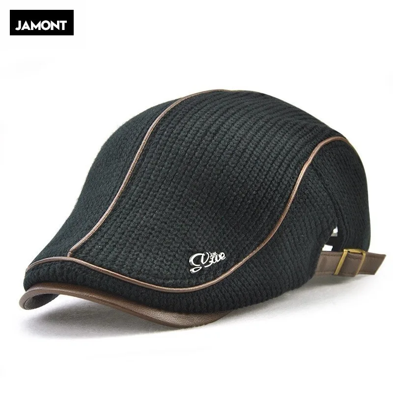 JAMONT, высококачественный брендовый вязаный берет, Casquette Homme, кожаная плоская кепка для мужчин, Boina Hombre, козырек, шапка, Planas Snapback, шапка