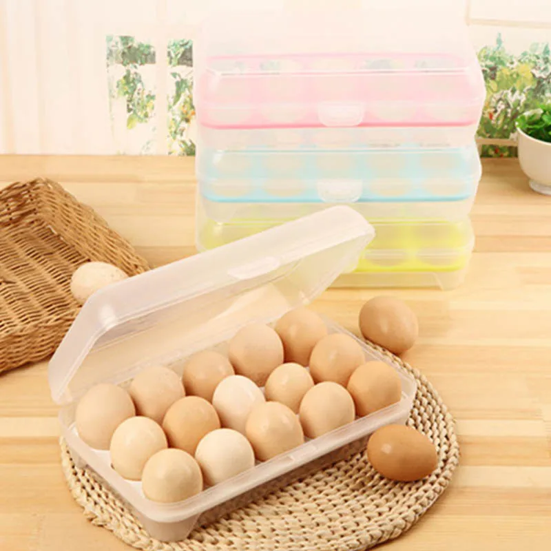 

Plastic Refrigerator Box Storage Eggs Container Multifunctional 15 Cells Eggs Crisper Portable Storage Box Kitchen Accessories
