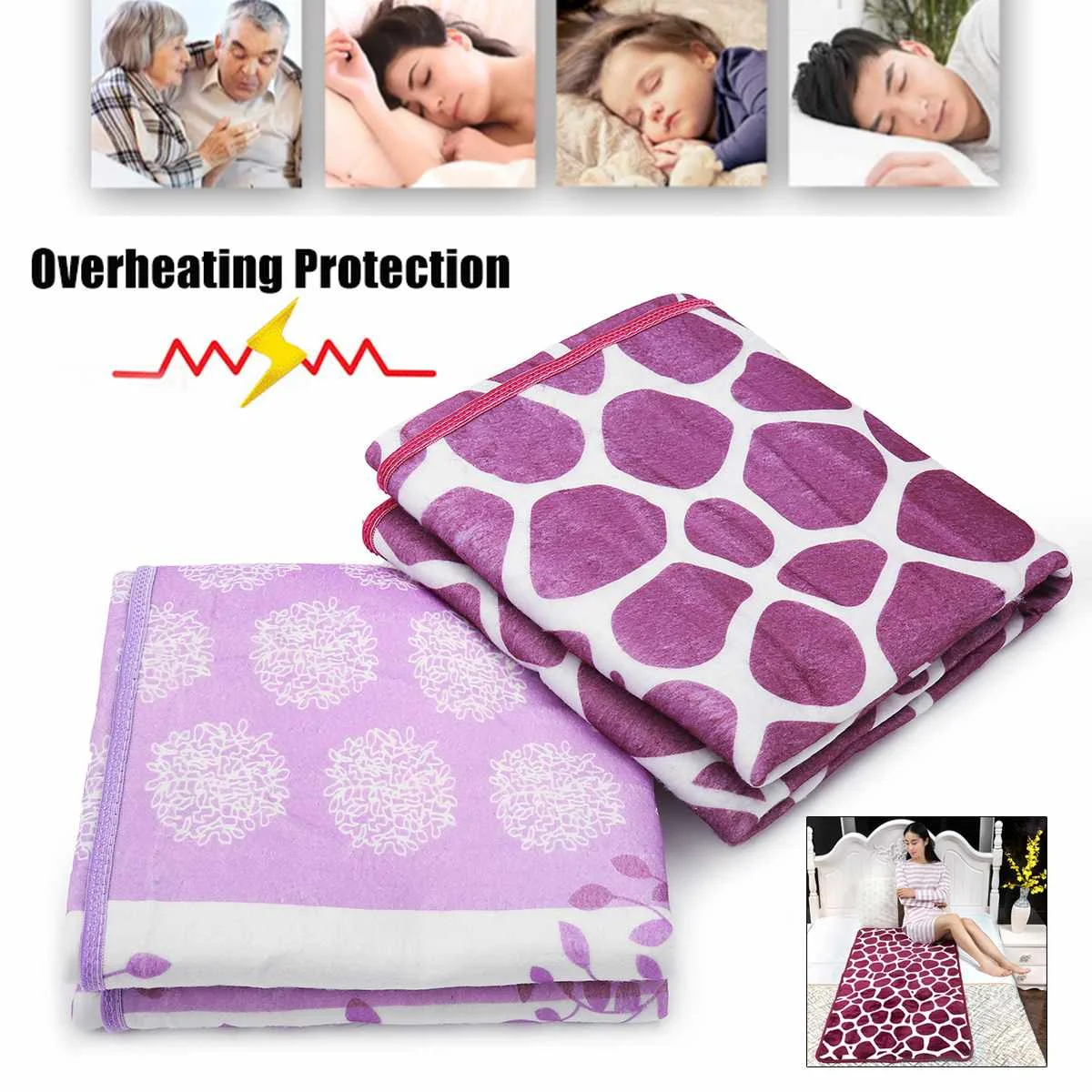 

Electric Heated Blanket 220V Single Bed Heating Mat Winter Warmer Thermostat Carpet Tree/Deer Pattern Synthetic Fiber+Cotton