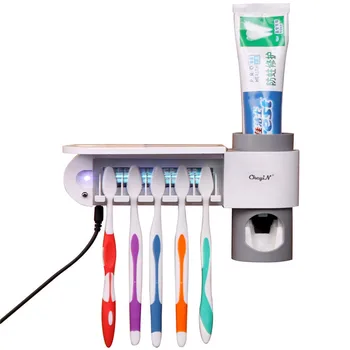

2 in 1 Antibacteria UV Light Toothbrush Sterilizer Ultraviolet Automatic Toothpaste Squeezer Dispenser Toothbrush Holder Cleaner