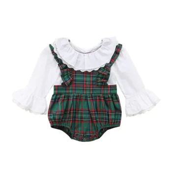 

0-24M Newborn Baby Girl Babe Kids Clothes Clothing Plaid Lace Long Sleeve 2019 Summer Hot New Romper Jumpsuit Outfits Sunsuit