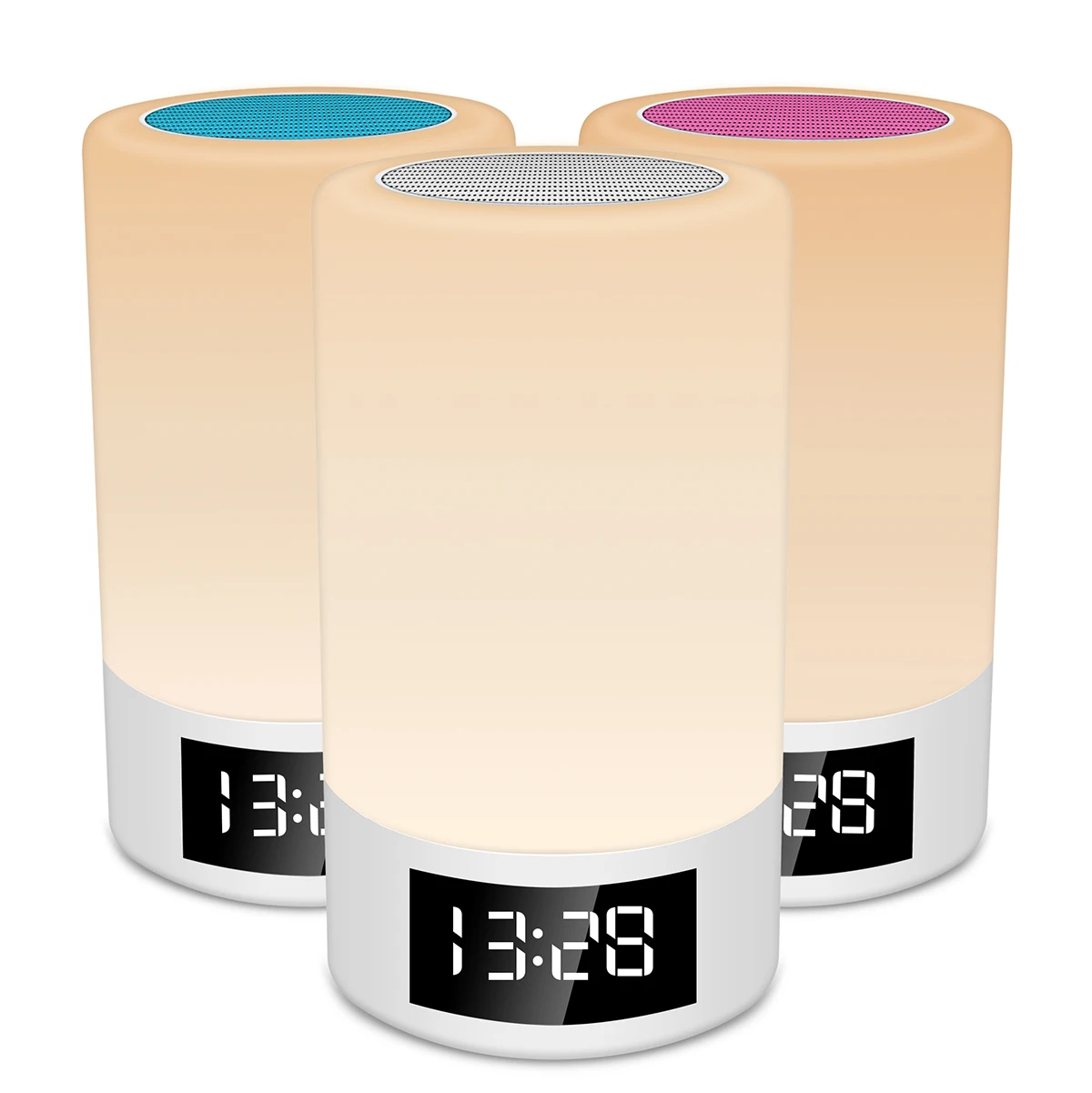 Clock Alarm Bluetooth Speakers Wireless Night Light Portable Boombox FM Radio TF Card Sound Box With Touch Control Colorful LED