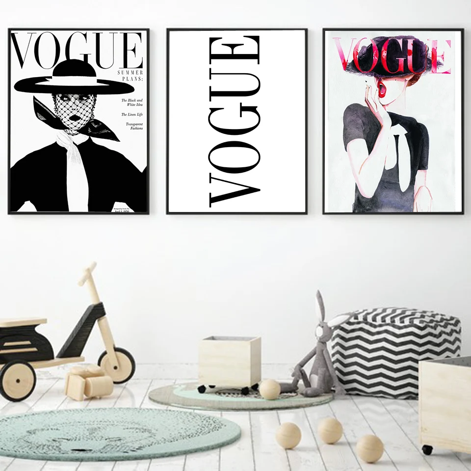 

LECHAO Vogue Women Poster Letter Art Wall Canvas Print Painting Nordic Style Decorative Picture Home Decor No Frame
