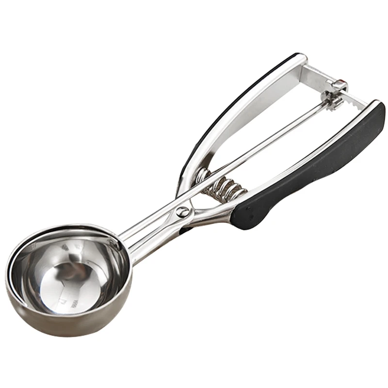 

New Silicone Handle Ice Cream Spoon Kitchen Ice Cream Potato Spoon Spring Handle Stainless Steel Fruit Spoon Kitchen Accessori