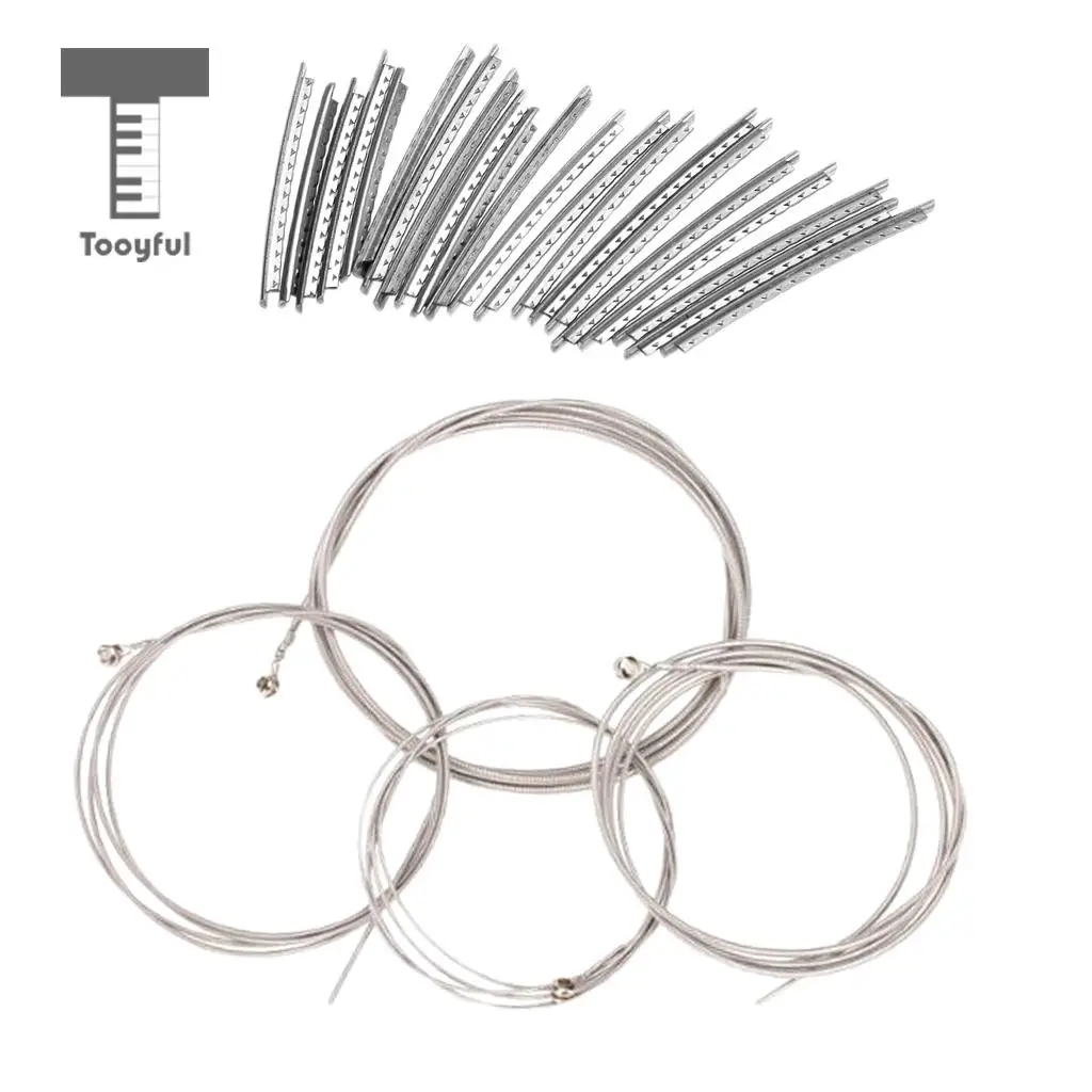 4 String Bass Guitar Strings with 21pcs Bass Guitar Fret Wire Fretwire Set