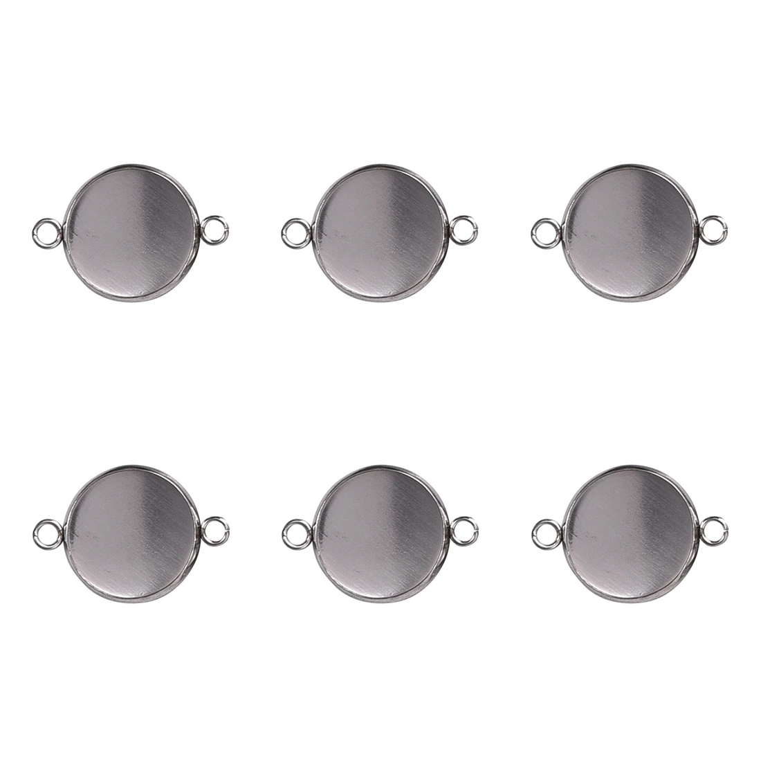 

10Pcs/Pack Stainless Steel Round Pendant Base Settings With Two Holes Trays Connectors For DIY Bracelets Necklace Jewelry Size