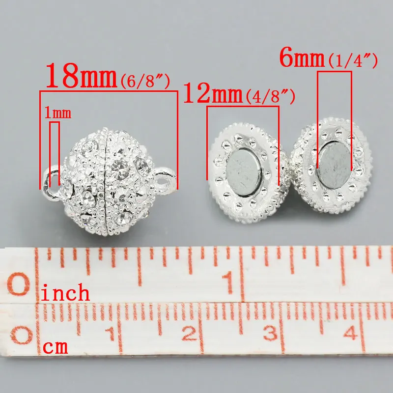DoreenBeads 5 наборов Стразы серебристого цвета с магнитными застежками(B07857), иу