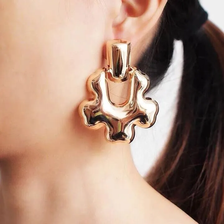 

Punk ZA Earrings for Women Jewelry Brand Metal Irregular Big Drop Earrings Statement Brincos 2019 Fashion Accessories