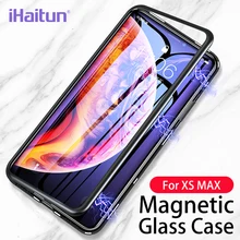 IHaitun роскошный Магнитный стеклянный чехол для iPhone 11 Pro Max XS MAX XR X чехол s Магнитная откидная задняя крышка для iPhone X 10 7 8 Plus