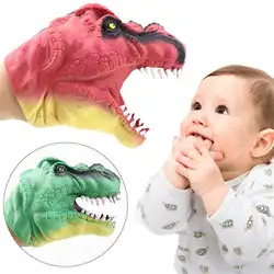 Творческий мягкий динозавр ручной кукольный Рисунок Игрушки Tyrannosaurus перчатки детская игрушка голова ручной кукольный кукла-перчатка