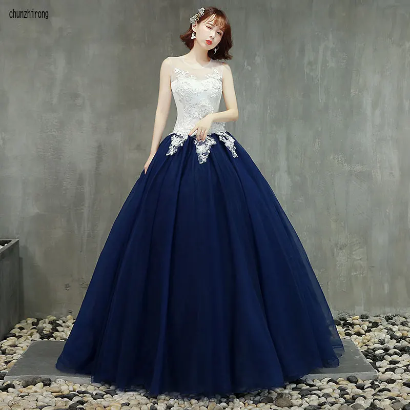 Свадебные Длинные вечерние платья Vestido De 15 Anos без рукавов кружевное с аппликацией