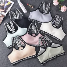 Спортивный топ, бюстгальтер для бега, йоги, бюстгальтер с пуш-ап, хлопковые спортивные топы с буквами для женщин, одежда для спортзала, однотонный бюстгальтер для фитнеса, женская спортивная одежда