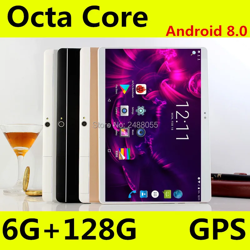  10 inch Tablets 1280*800 For Android8.0 3G 4G Octa Core PC Tablets Support GPS IPS 8MP 6GB+128GB Ta