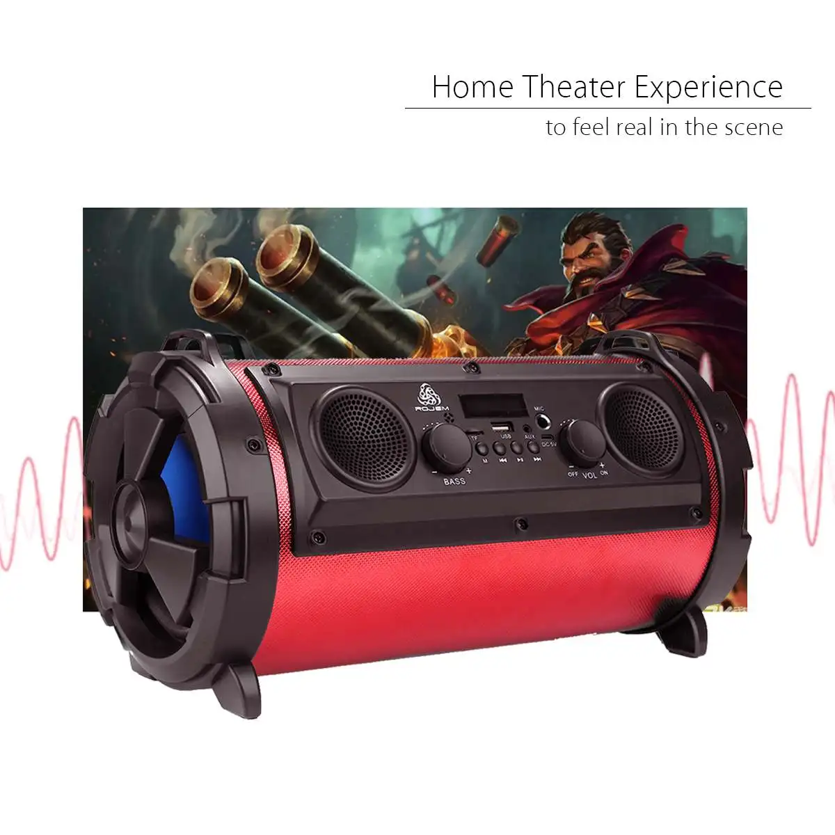  Hifi Outdoor Portable Wireless bluetooth Speaker 15W Move KTV 3D Stereo Heavy Bass Subwoofer FM TF 