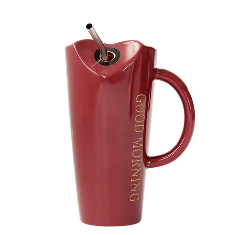 480ML Ceramic Cup With Straw Personality Kitchen Coffee ...