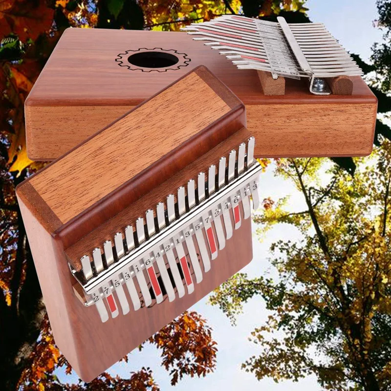 Пианино Kalimba с 17 клавишами из красного дерева сумкой молотком и музыкальной