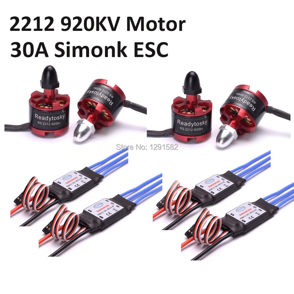 4x2212 920KV бесщеточный двигатель + 4x 30A Simonk ESC для F450 F550 S500 X525 мультикоптера|2212 920kv brushless