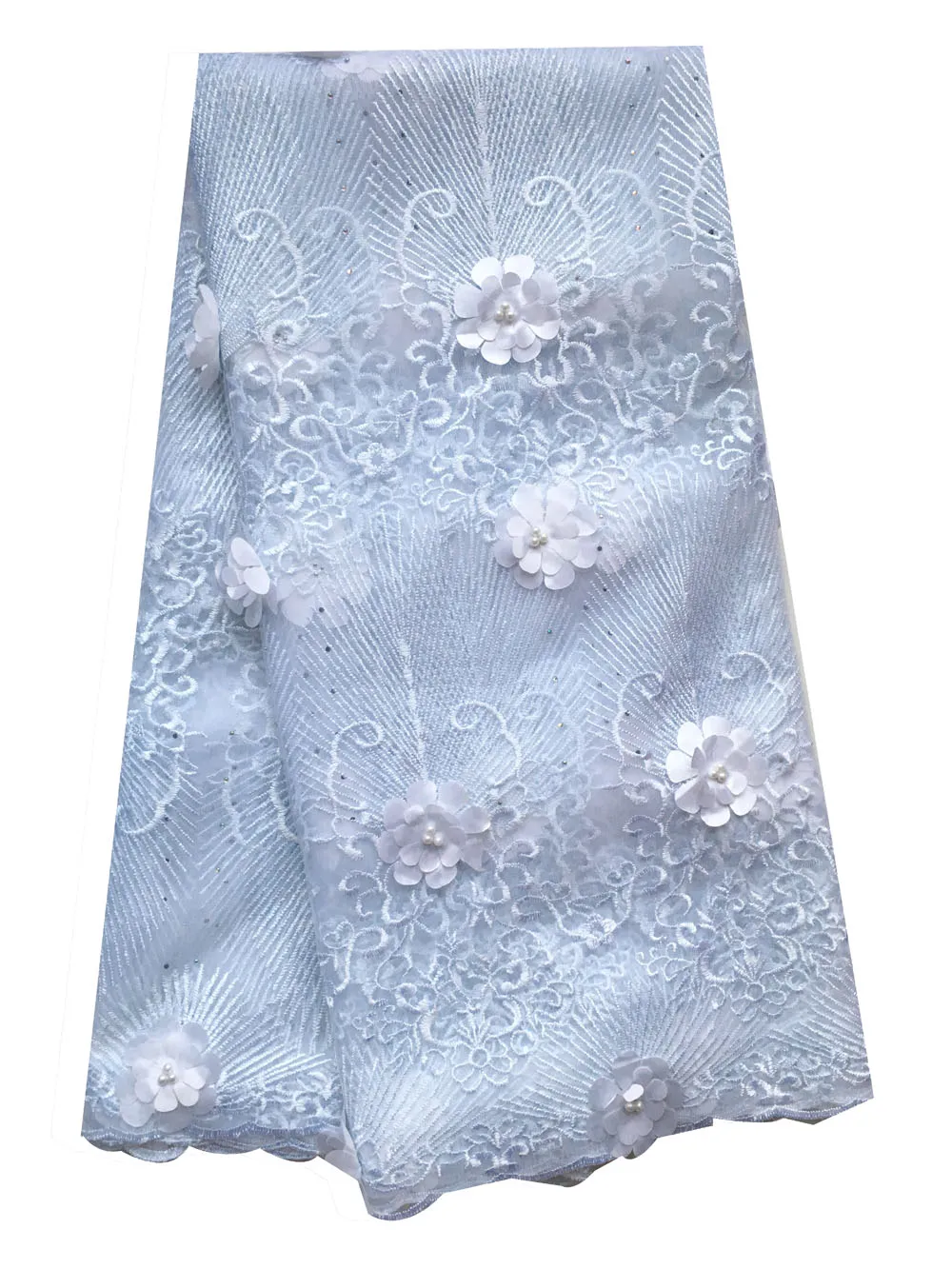 

White Lace Fabrics for African Parties 3d Flower Beaded French Net Lace Fabric Wine African Lace Fabric