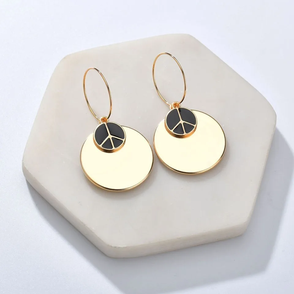 

Hand Made Black White Round Dangle Drop Earrings For Women Trendy Minimalism Earring Fashion High Quality Party Earrings Jewelry