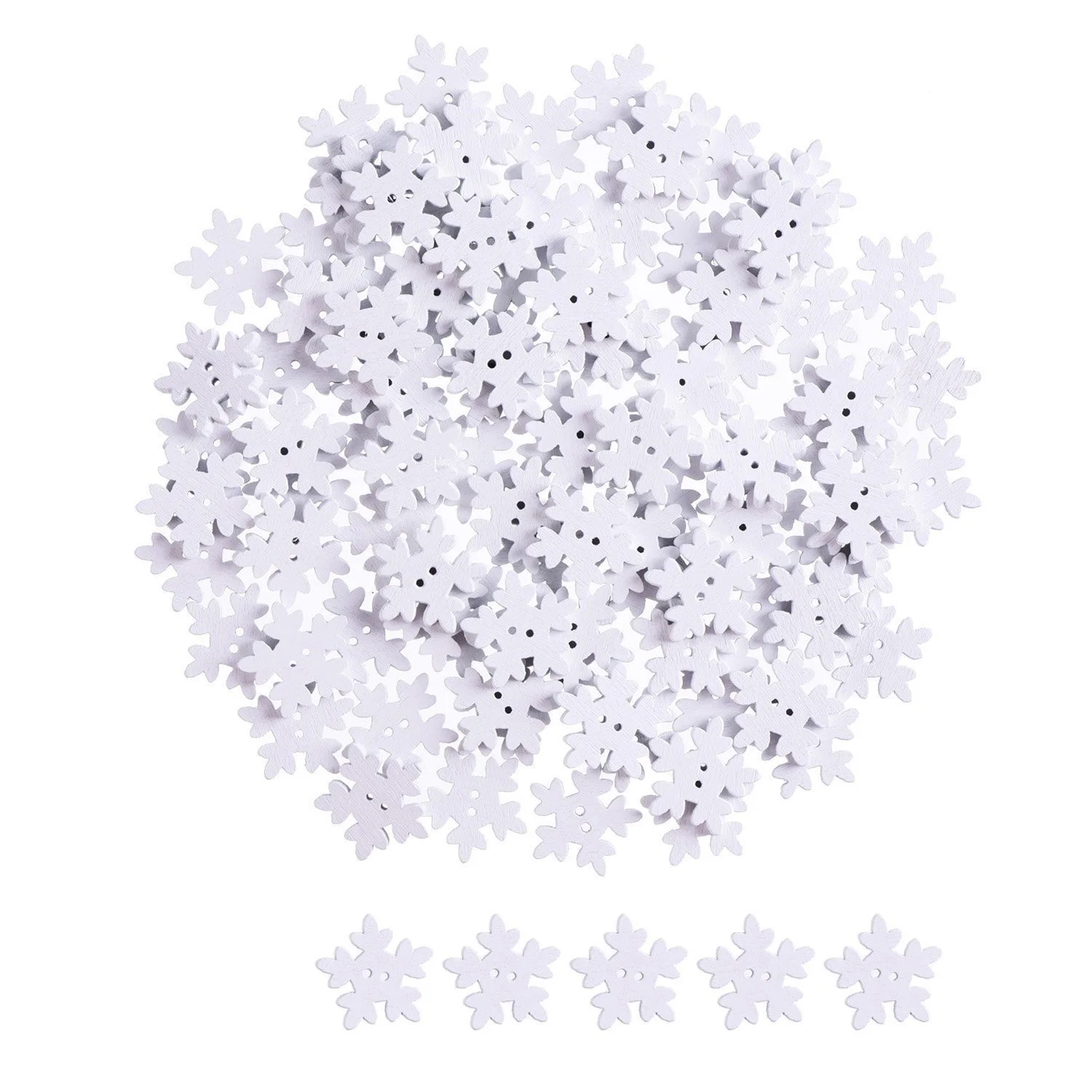 

50 pcs Christmas Wooden Snowflakes Buttons for Scrapbooking Craft