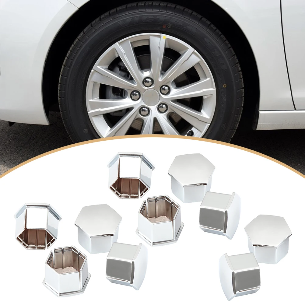 

10Pcs Hexagonal Wheel Lug Nut Covers Bolts Covers Screw Protect Caps for Peugeot 307 308 408 206 207 C4L C5 (Silver)