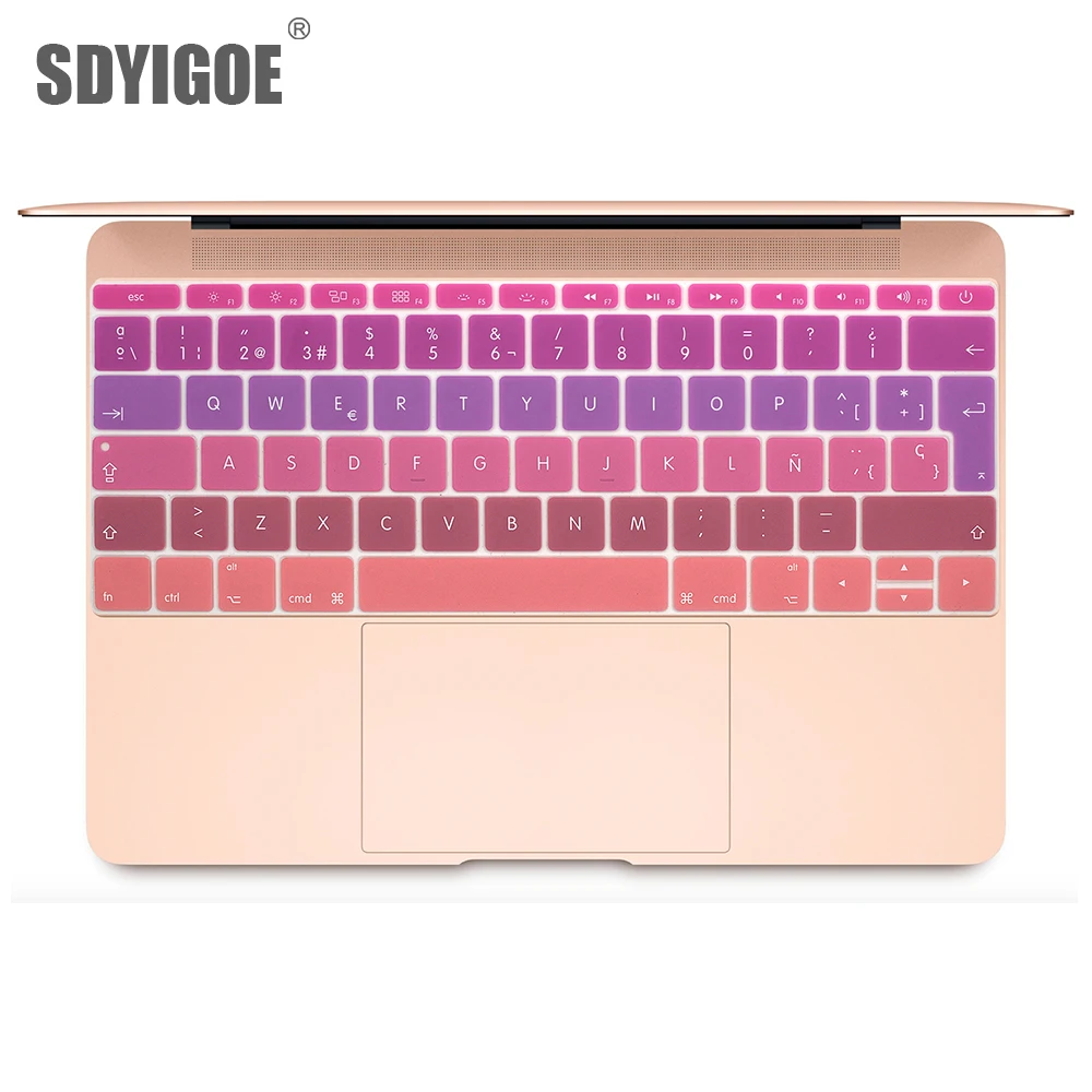 Цветная пленка для клавиатуры Mac Book pro 13 Not touch bar 12 испанская Силиконовая Защитная