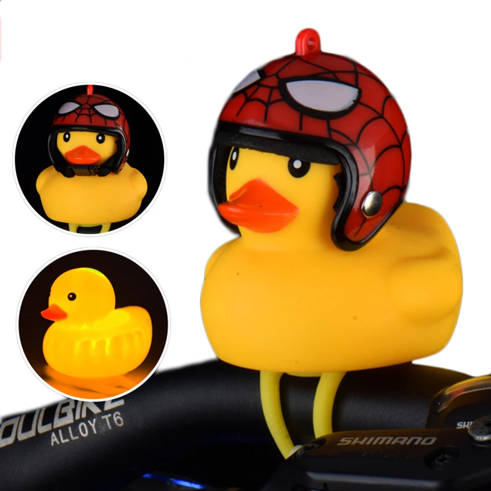 

Duck Bicycle Bells Lovely Yellow Helmet Duck Bicycle Handlebar Bell Light Horn Lamp Safety Warning Lights Bike Accessories
