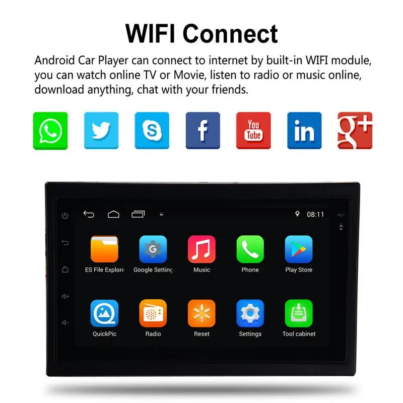 Ульсветильник Универсальный mp5 плеер 7 дюймов 2DIN Android 6 0 Wi Fi радио GPS навигатор HD